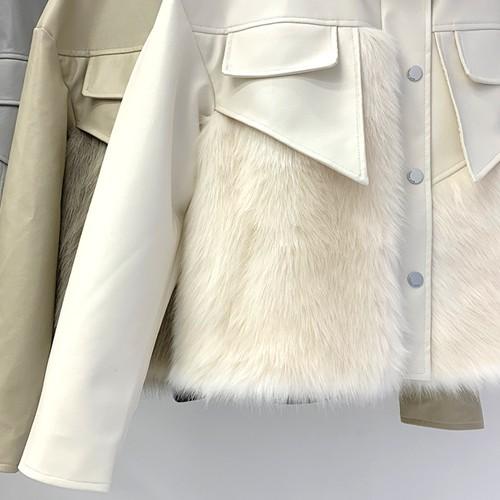 コート ファーコート レディース ショート レザー 合皮 エコレザー アウター 白 Ad Cocounsecret 通販 Yahoo ショッピング