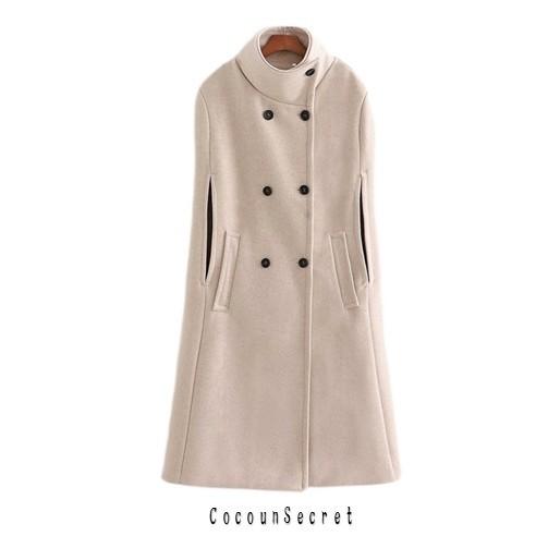 コート レディース ロングコート ポンチョ スタンドカラー Pコート 秋冬 Bkmka Cocounsecret 通販 Yahoo ショッピング