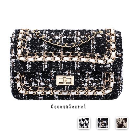 バッグ レディース ショルダーバッグ ツイード 千鳥柄 ハンドバッグ チェーン Gwa Cocounsecret 通販 Yahoo ショッピング