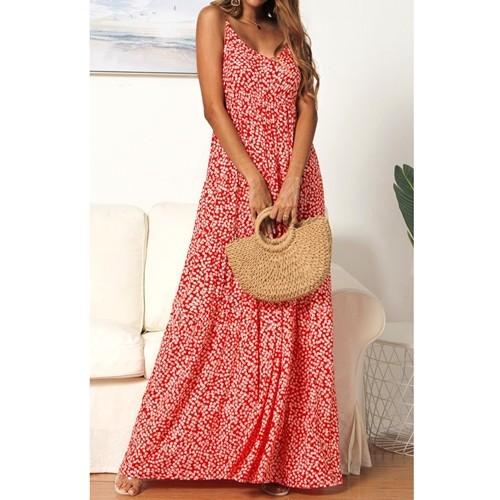 再再販 マキシワンピース レディース ワンピース 韓国 キャミワンピ 柄 赤 青 ノースリ 最大30 Off Www Iacymperu Org