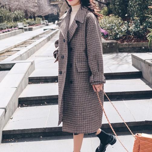 コート チェック ロングコート ダブルボタン 長袖 茶色 レディース アウター Lmgcf Cocounsecret 通販 Yahoo ショッピング