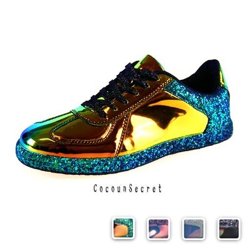 スニーカー レディース 靴 メタリック グリッター シューズ カジュアル キラキラ Sza Cocounsecret 通販 Yahoo ショッピング