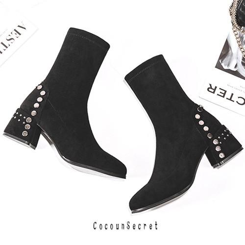 ブーツ ストレッチブーツ レディース ショートブーツ スタッズ 黒 派手 痛くない Szaba Cocounsecret 通販 Yahoo ショッピング