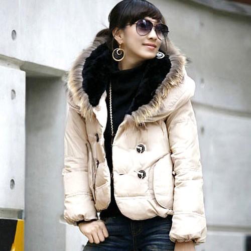 ダウン レディース 中綿ダウン ショート フード付 ダウンジャケット ベージュ U Cocounsecret 通販 Yahoo ショッピング