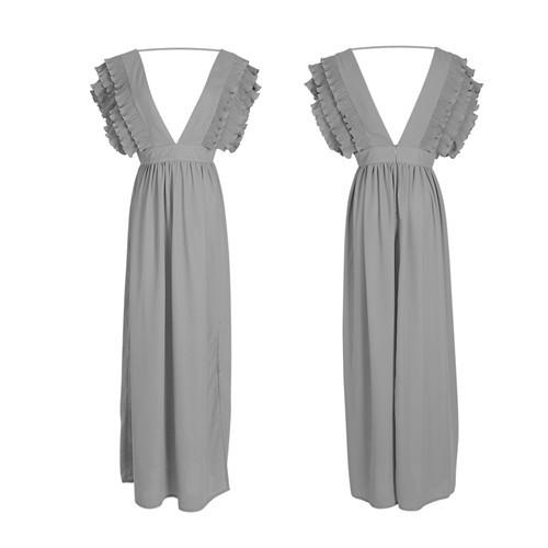 マキシワンピース レディース フリル Vネック ロングワンピース フリフリ 白 赤 Uni Cocounsecret 通販 Yahoo ショッピング