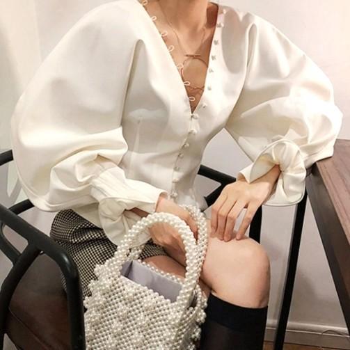 ブラウス レディース シャツ ボリューム袖 ボタン 白 上品 結婚式 発表会 派手 Ymg Cocounsecret 通販 Yahoo ショッピング