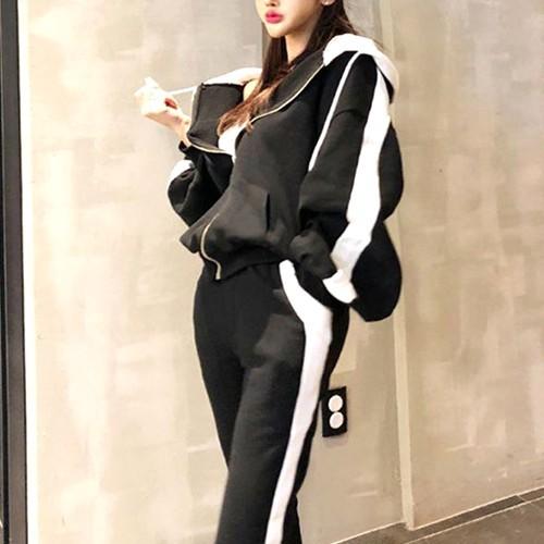 セットアップ レディース パーカー スウェット パンツ ライン パーカー 黒 白 Yw Cocounsecret 通販 Yahoo ショッピング