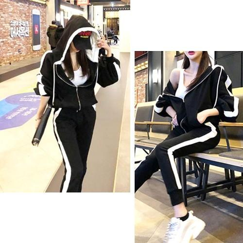 セットアップ レディース パーカー スウェット パンツ ライン パーカー 黒 白 Yw Cocounsecret 通販 Yahoo ショッピング