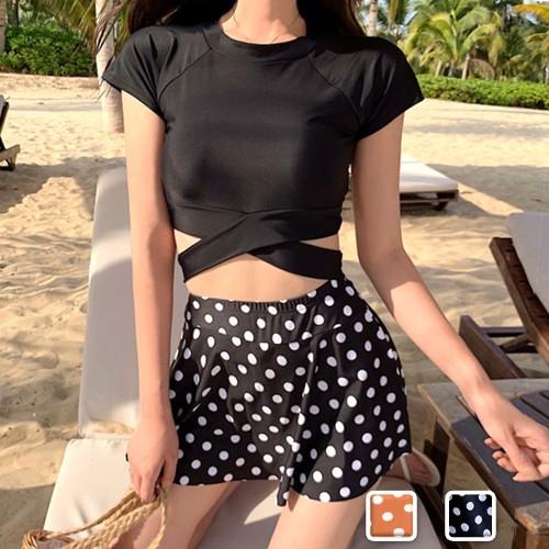 水着 レディース ビキニ水着 ドット 体型カバー タンキニ ラッシュガード 小胸 Yw102 Cocounsecret 通販 Yahoo ショッピング