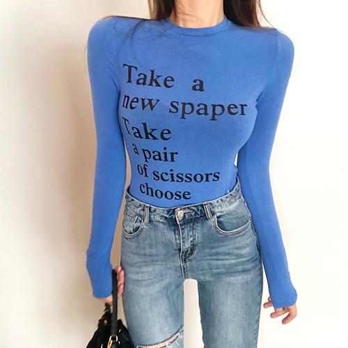 トップス レディース Tシャツ カットソー セクシー 長袖 ロゴ 英字 タイト 激安 Yw052 Cocounsecret 通販 Yahoo ショッピング