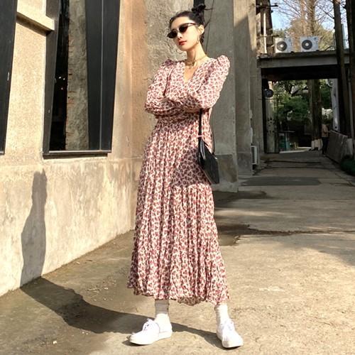 マキシワンピース レディース 花柄 ロングワンピース 長袖 春 薔薇 マキシ ママ Yw944 Cocounsecret 通販 Yahoo ショッピング