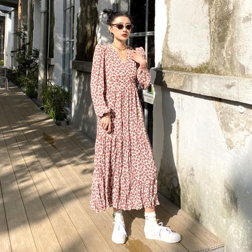 マキシワンピース レディース 花柄 ロングワンピース 長袖 春 薔薇 マキシ ママ Yw944 Cocounsecret 通販 Yahoo ショッピング