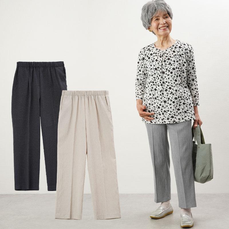シニア服 ズボン 80代 70代 60代 レディース 婦人服 高齢者 おばあちゃん 涼やか楊柳 総ゴムパンツ 股下59cm Ckh Fb2 110 シニアファッションココわく 婦人服 紳士服 通販 Yahoo ショッピング