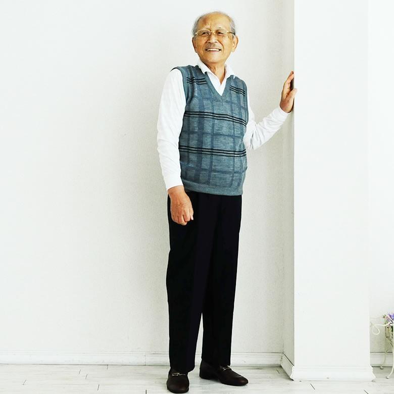 紳士 ウエストゴム きちんと見えるスラックス 股下65cm 日本製 シニアファッション 70代 80代 60代 メンズ 男性 紳士服 高齢者 父の日 プレゼント 22年のクリスマス
