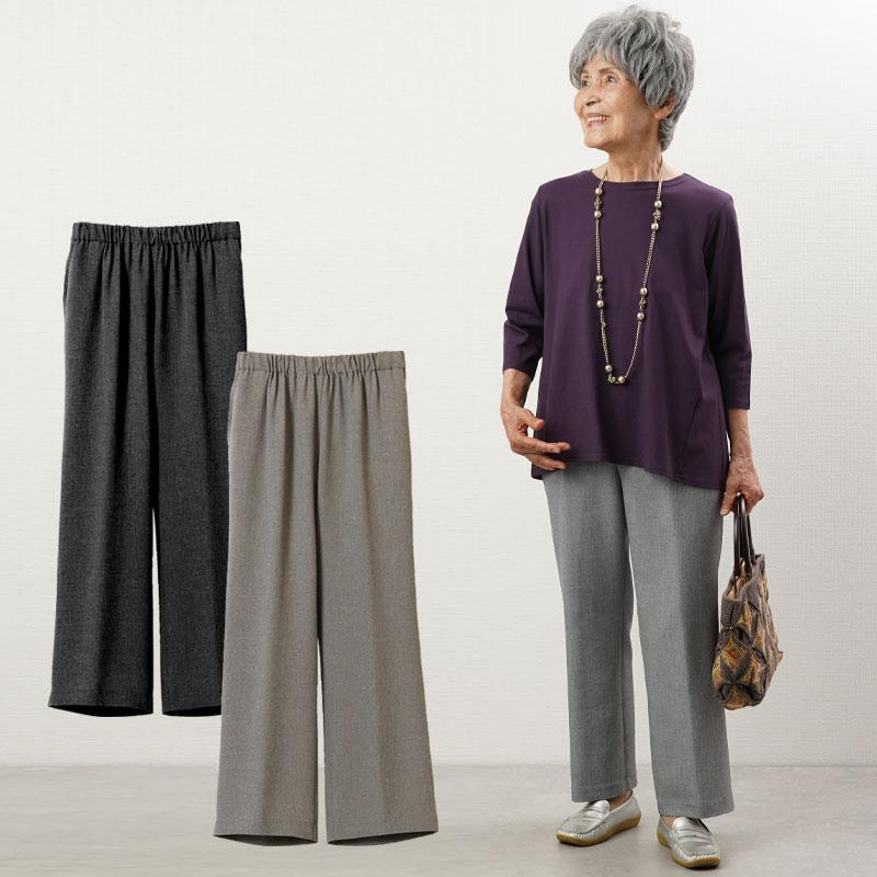 シニアファッション 80代 70代 レディース 婦人服 高齢者 母の日 おばあちゃん さらり涼感シャドウチェックパン 誕生日 プレゼント ...