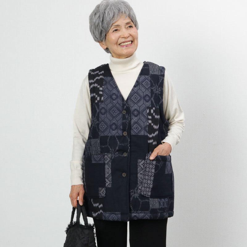 シニア服 80代 70代 60代 レディース 婦人服 高齢者 おばあちゃん 日本製 和柄 裏ボア 暖か ベスト Csk Ft11 シニア ファッションココわく 婦人服 紳士服 通販 Yahoo ショッピング