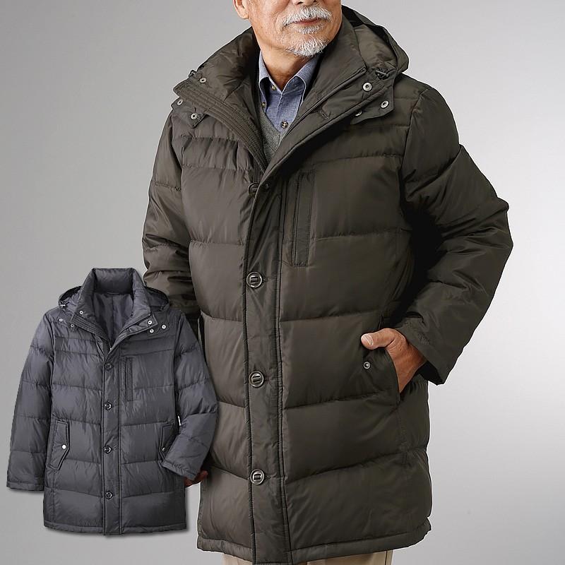 シニアファッション 80代 メンズ フード付き ダウン ハーフ コート70代 男性 おじいちゃん服 :csk-mo2-c907563:シニア