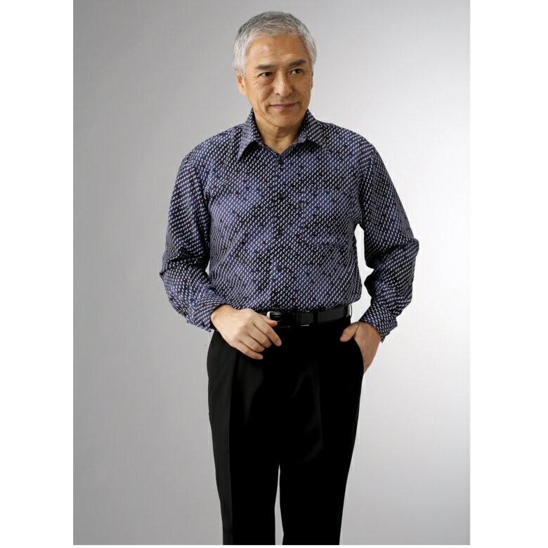 楽天カード分割 シニア メンズ ファッション こしぼちりめん柄長袖シャツ２色セット 70代 80代 シニア 服 男性 紳士服 お年寄り高齢者 長袖 サイズ ｌ Panero Shop