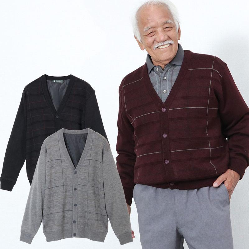 シニア 服 80代 70代 60代 紳士服 高齢者 メンズ 男性 誕生日 毛混チェック柄裏地付きカーディガン クリスマスプレゼント Cuk Mt2 577 532 シニアファッションココわく 通販 Yahoo ショッピング