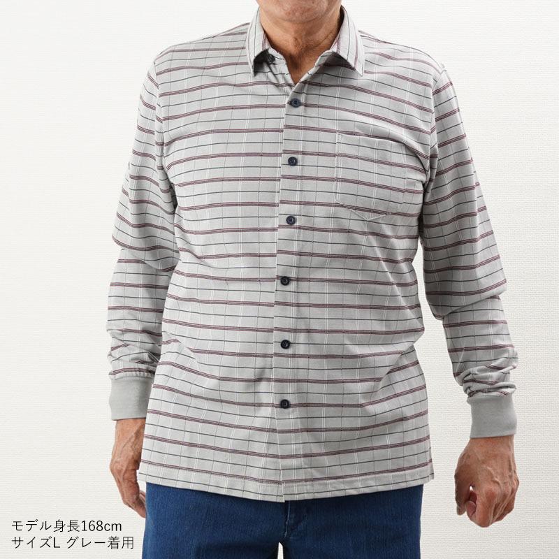 メンズ シャツ ケアファッションおしゃれ ファッション シニア 麻混楊柳ワンタッチテープシャツ ブラウス 03