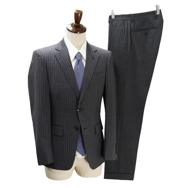 ORIHICA イタリア製タスマニアウール 2つボタン シングルスーツ Y5 M グレー ストライプ ノータック 春秋冬 96E323A-34 4NK056 | ORIHICA