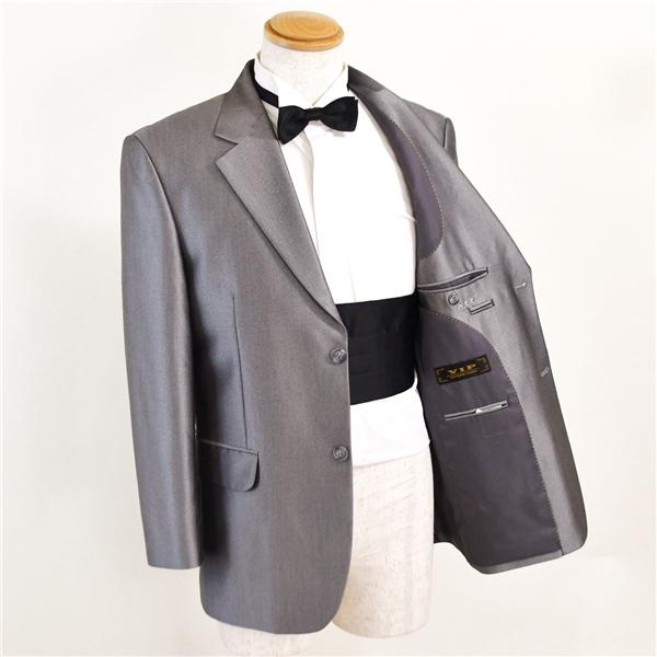 LEMIDIAN 2つボタン ファンシー タキシードスーツ シングル 5点セット M AB4 光沢 ダークグレー ウエディング ブライダル 455 4XI072 | ブランド登録なし | 01