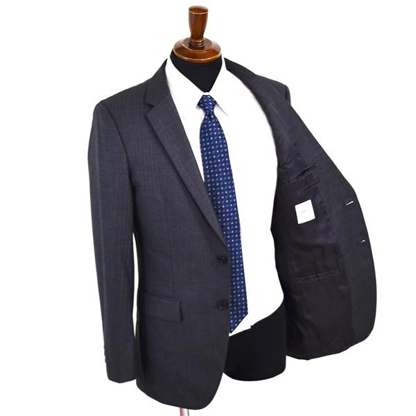 タケオキクチ 2つボタン シングルスーツ M YA5 ダークグレー ストライプ ノータック BJ931-49302 合物 春秋 4XK028 | TAKEO KIKUCHI | 01