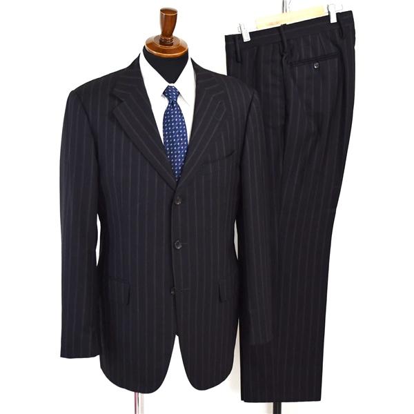GUCCI 3つボタン シングルスーツ L YA8 ブラック ストライプ ノータック グッチ 284BFT 合物 春秋 4XL061 | GUCCI