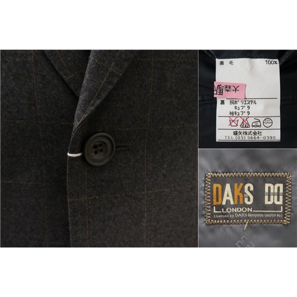 DAKS LONDON 2つボタン シングルスーツ 袖口4つボタン A6 M ダークグレー ウインドペン ツータック 春秋冬 A AW 317VK 5NE037 | DAKS | 02