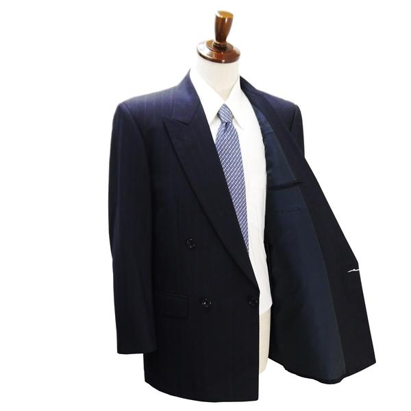 DAKS LONDON 4つボタン ダブルスーツ 袖口4つボタン A6 M ダークネイビー ストライプ ワンタック 春夏 6 CW 932NK 5NE039 | DAKS | 01