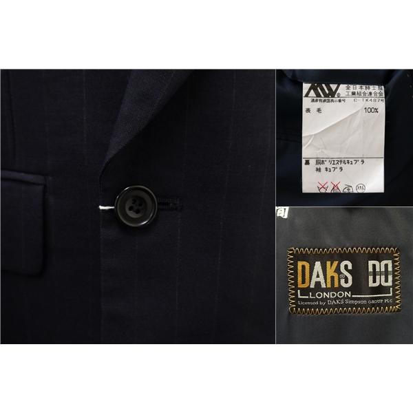 DAKS LONDON 4つボタン ダブルスーツ 袖口4つボタン A6 M ダークネイビー ストライプ ワンタック 春夏 6 CW 932NK 5NE039 | DAKS | 02