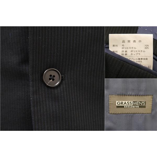 GRASS MEN'S EXCLUSIVE 3つボタン シングルスーツ Y4 S ダークグレー 暗灰色 ストライプ ワンタック 春夏 GM105-0004 5NF002 | GRASS MEN'S | 02