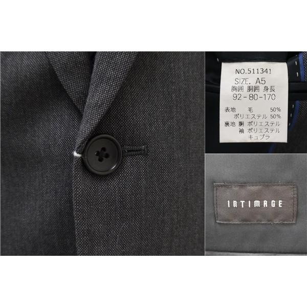 INTIMAGE インティメージ 2つボタン シングルスーツ 袖口4つボタン A5 M ダークグレー ワンタック 春秋 合物 511341 5NF033 | ブランド登録なし | 02