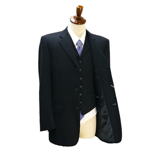 Les Mues 3ピース 3つボタン シングルスーツ 袖口4つボタン Y7 L ダークグレー ストライプ ツータック 春秋冬 401305 5NF039 | ブランド登録なし | 01