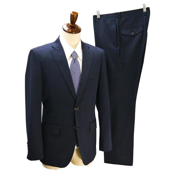 P.S.FA 2つボタン シングルスーツ 袖口4つボタン A6 M ダークネイビー ストライプ ノータック 春秋 合物 PU732921I-88 5NF049 | Perfect Suit FActory
