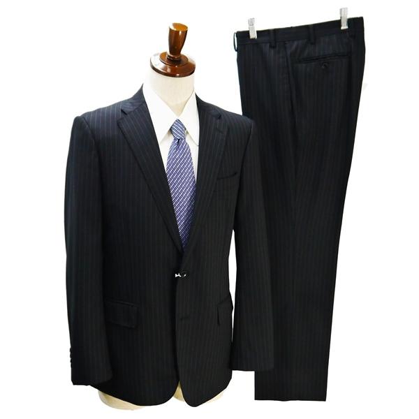 HILTON 2つボタン シングルスーツ YA6 M ダークグレー 暗灰色 ストライプ ノータック 本切羽 春秋冬 NHLT61921-93 5NF056 | HILTON