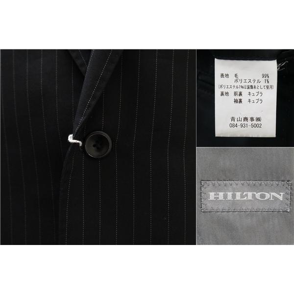 HILTON 2つボタン シングルスーツ YA6 M ダークグレー 暗灰色 ストライプ ノータック 本切羽 春秋冬 NHLT61921-93 5NF056 | HILTON | 02
