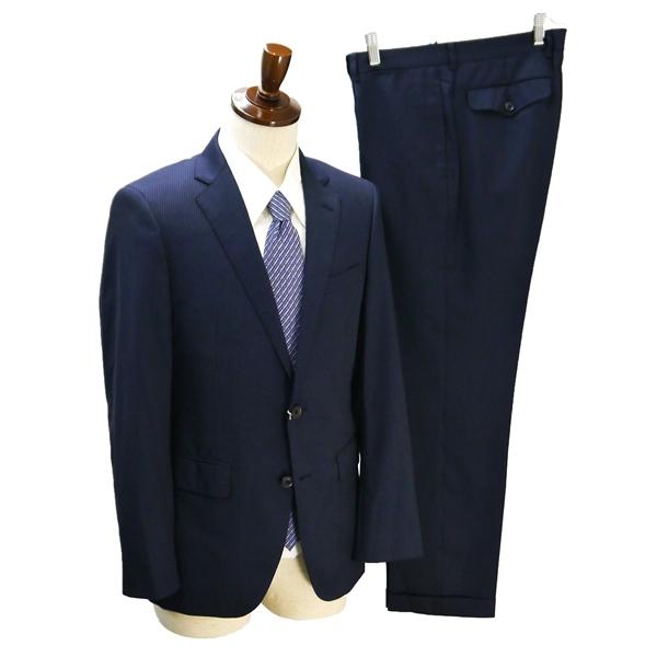 スーツカンパニー 2つボタン シングルスーツ AB6 L ダークネイビー ストライプ ストレッチ 本切羽 春秋 合物 HTE736 5NG064 | SUIT SQUARE