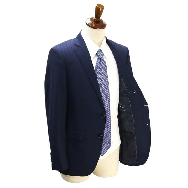 スーツカンパニー 2つボタン シングルスーツ AB6 L ダークネイビー ストライプ ストレッチ 本切羽 春秋 合物 HTE736 5NG064 | SUIT SQUARE | 01