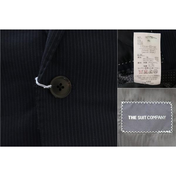 スーツカンパニー 2つボタン シングルスーツ AB6 L ダークネイビー ストライプ ストレッチ 本切羽 春秋 合物 HTE736 5NG064 | SUIT SQUARE | 02
