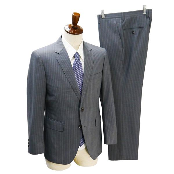 Perfect Suit P.S.FA 2つボタン シングルスーツ 袖口3つボタン A4 S グレー ストライプ ノータック 春夏 IC520255-15 5NG110 | Perfect Suit FActory