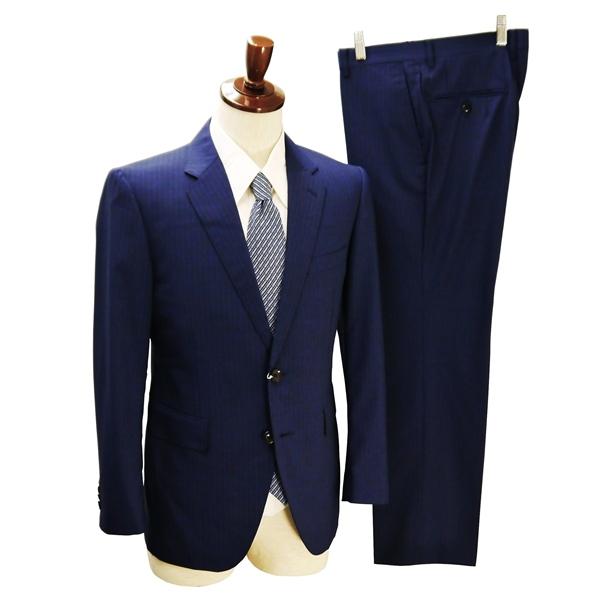 Perfect Suit P.S.FA 2つボタン シングルスーツ A4 S 青みがかったダークネイビー ストライプ ノータック 春夏 IC520258-88 5NG111 | Perfect Suit FActory