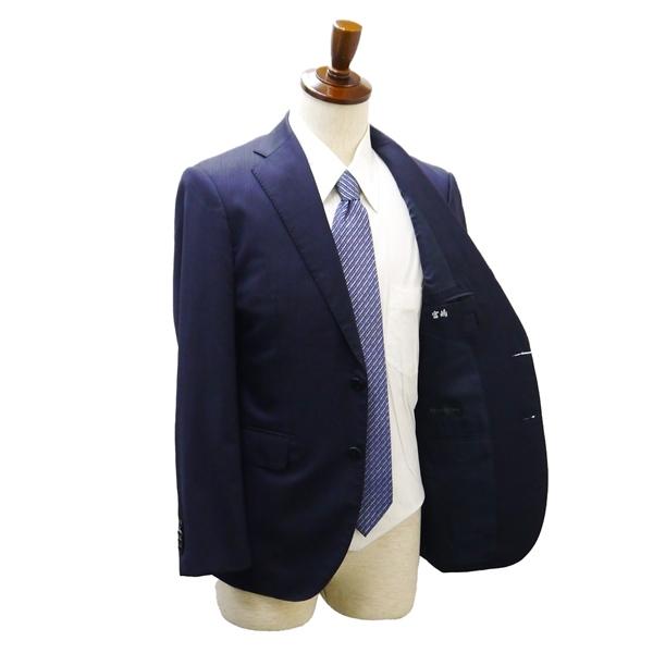 HILTON COLOMBO 2つボタン シングルスーツ A5 M ダークネイビー ストライプ ノータック 本切羽 ストレッチ 春秋 合物 181102 5NH026 | HILTON | 01