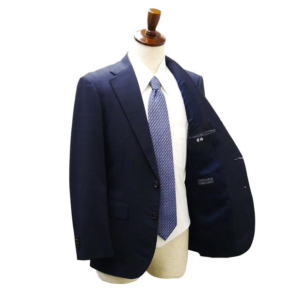 HILTON GUABELLO 2つボタン シングルスーツ A5 M ダークネイビー チェック ワンタック 本切羽 ストレッチ 春秋冬 A18V4202 5NH027 | HILTON | 01