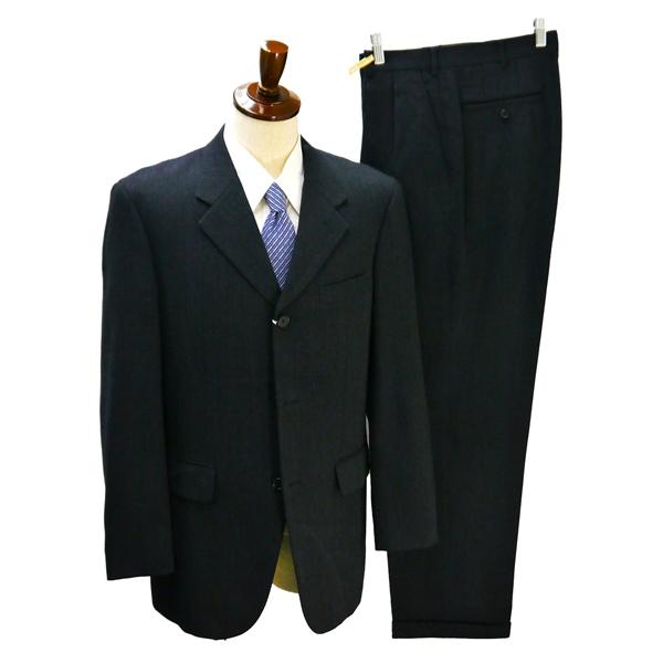 タケオキクチ 3つボタン シングルスーツ 袖口3つボタン AB8 XL ダークグレー 暗灰色 ストライプ ツータック 春秋冬 620 5NI027 | TAKEO KIKUCHI