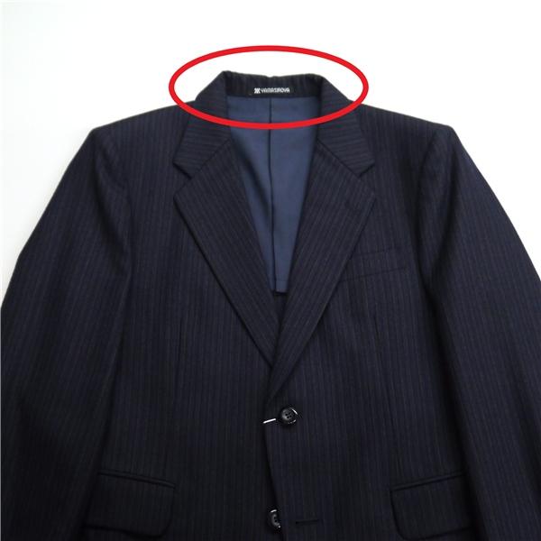 YAMASIROYA 3ピース 2つボタン シングルスーツ 袖口3つボタン A4 S ダークネイビー 濃紺 ストライプ ワンタック 春秋冬 5NJ014 | ブランド登録なし | 05