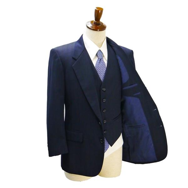 DAIDOH 3ピース 2つボタン シングルスーツ 袖口3つボタン A4 S ダークネイビー ストライプ ワンタック 春秋冬 21350901 5NJ021 | ブランド登録なし | 01