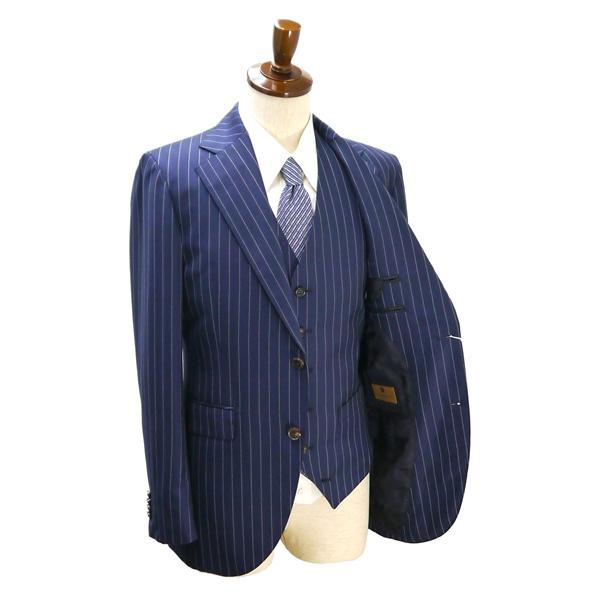 YOSHIDAYA DARROW DALE 3ピース 2つボタン シングルスーツ Y8 XL ダークネイビー ストライプ ノータック 本切羽 春秋冬 74717 5NJ030 | ブランド登録なし | 01