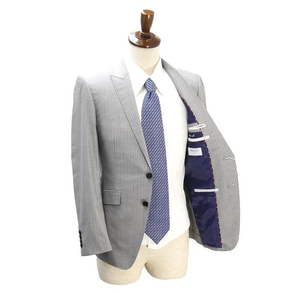 オリヒカ 2つボタン シングルスーツ Y4 S 明るめのグレー 明灰色 ストライプ ノータック ストレッチ 細身 春夏 L28A-343 5NL004 | BURBERRY | 01