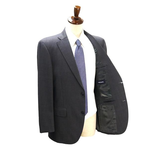 ニューヨーカー 2つボタン シングルスーツ 袖口4つボタン AB6 L ダークグレー ストライプ ノータック 春秋冬 16-07-6125 5NL007 | NEWYORKER | 01